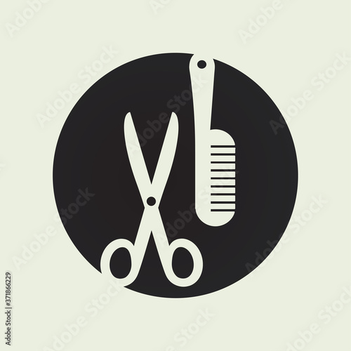 Scissors and comb logo vector, hairdresser's isolated icon, barber shop sign illustration