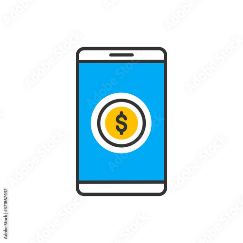 Free Download Payment with smartphone icon, online mobile payment linear sign. Vector color icon. - GFXLoad