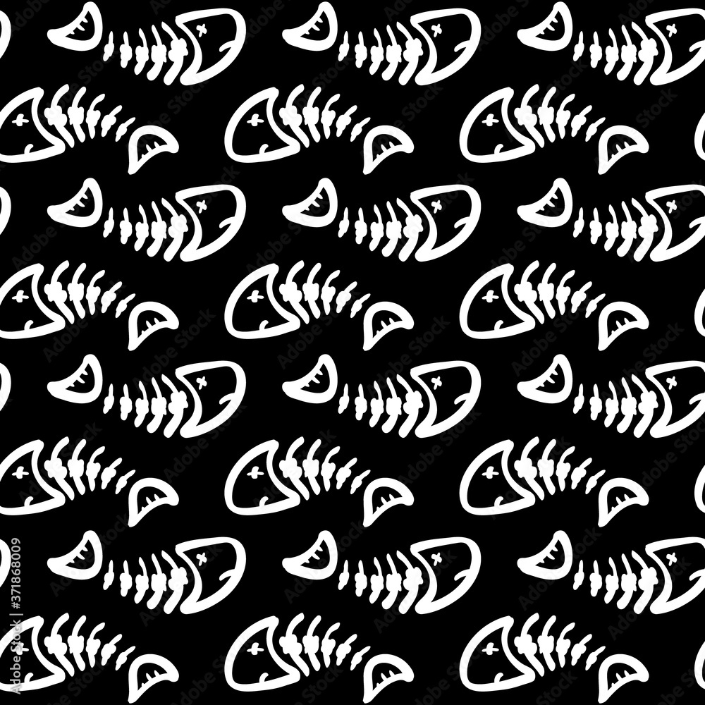 Obraz premium Dead Fish Skeleton Seamless Pattern 01