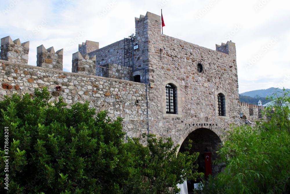 Ancient castle in Marmaris, a port city and tourist resort on the Mediterranean coast. Turkey