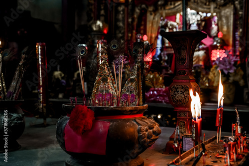 Photography Incense sticks in old chinese temple