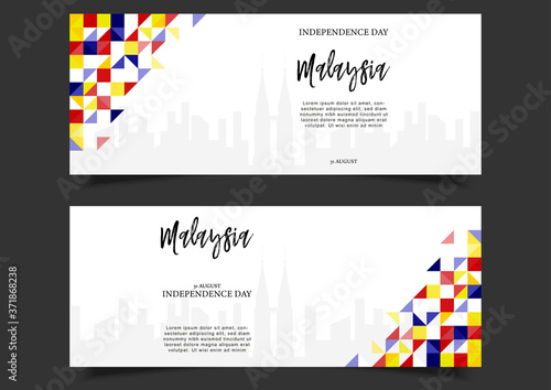 Malaysia Independence Day celebration on 31 August vector. Abstract pattern of malaysian flag colors with sample text. Template for banner, poster, flyer or invitation card.
