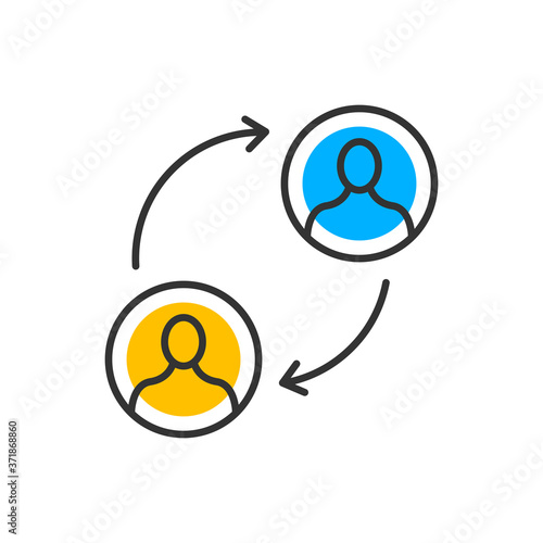 Business collaborate icon. Teamwork. Vector color icon.