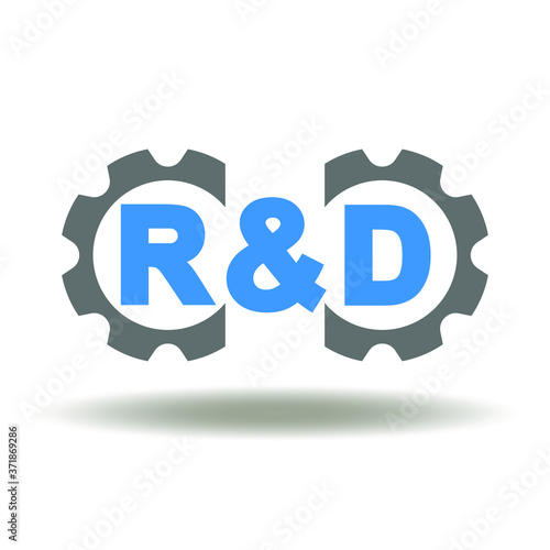 R & D Gears Mechanism Icon Vector. Research and Development Project Business Education Logo.