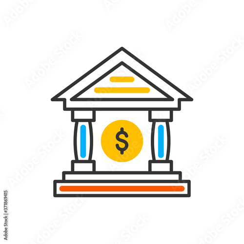 Building university black icon, concept illustration. Vector color icon.