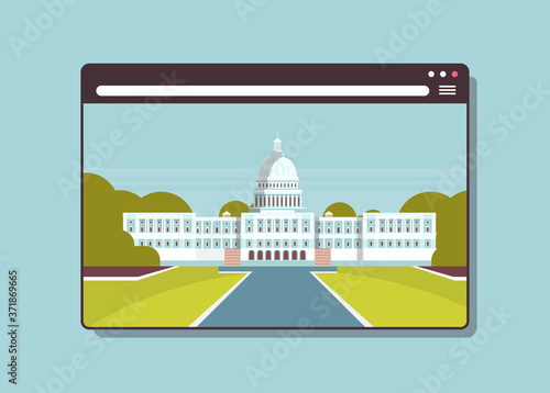 White House Washington DC american digital government building web browser window horizontal vector illustration