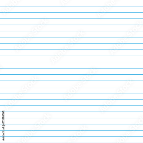 School notebook texture blank sheet. Vector paper exercise book in a line. Ruled notebook sheet