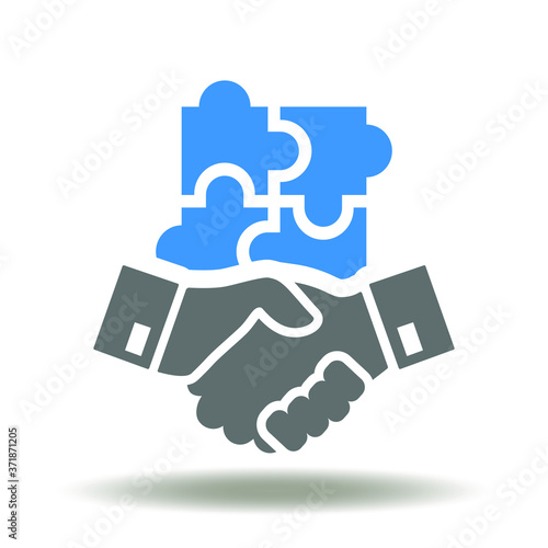 Handshake Puzzle Icon Vector. Partnership Logo. Success Business Finance Deal Sign.