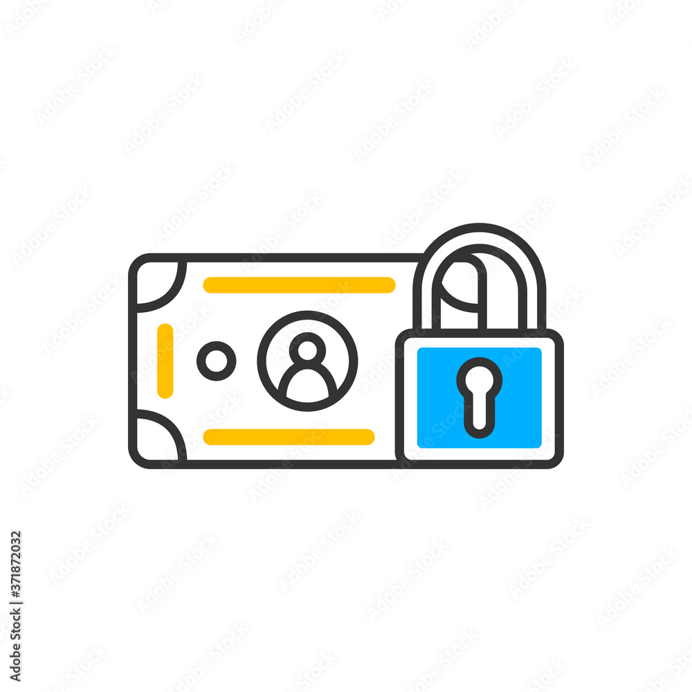 Dollar banknote with lock icon in flat style. Dollar cash safe. Vector color icon. Dollar banknote with lock icon in flat style. Dollar cash safe. Vector color icon.