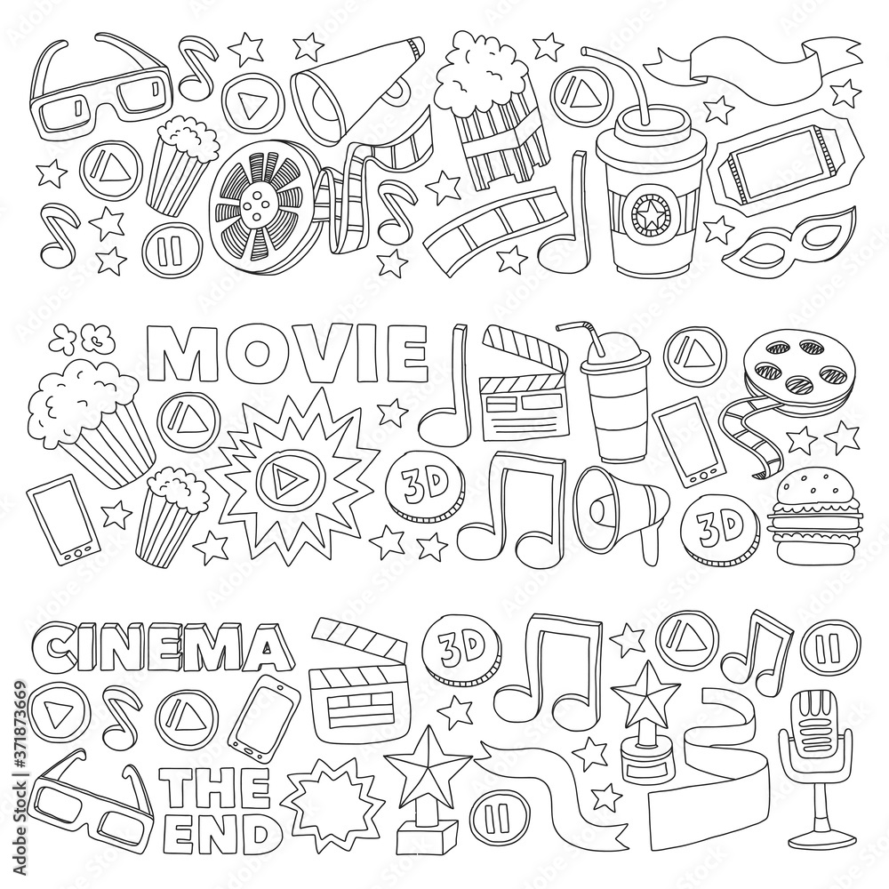 Cinema, movie. Vector film symbols and objects Cinema, movie. Vector film symbols and objects