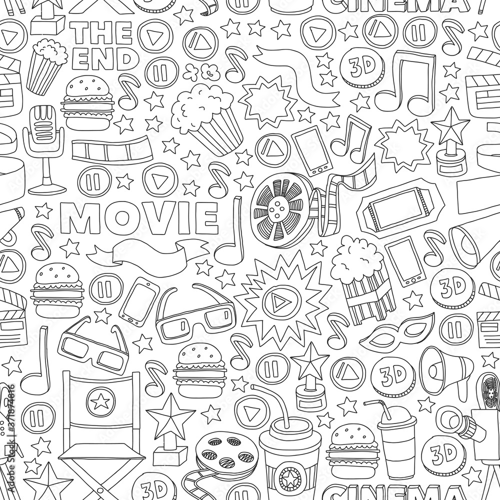 Cinema, movie. Vector film symbols and objects Cinema, movie. Vector film symbols and objects