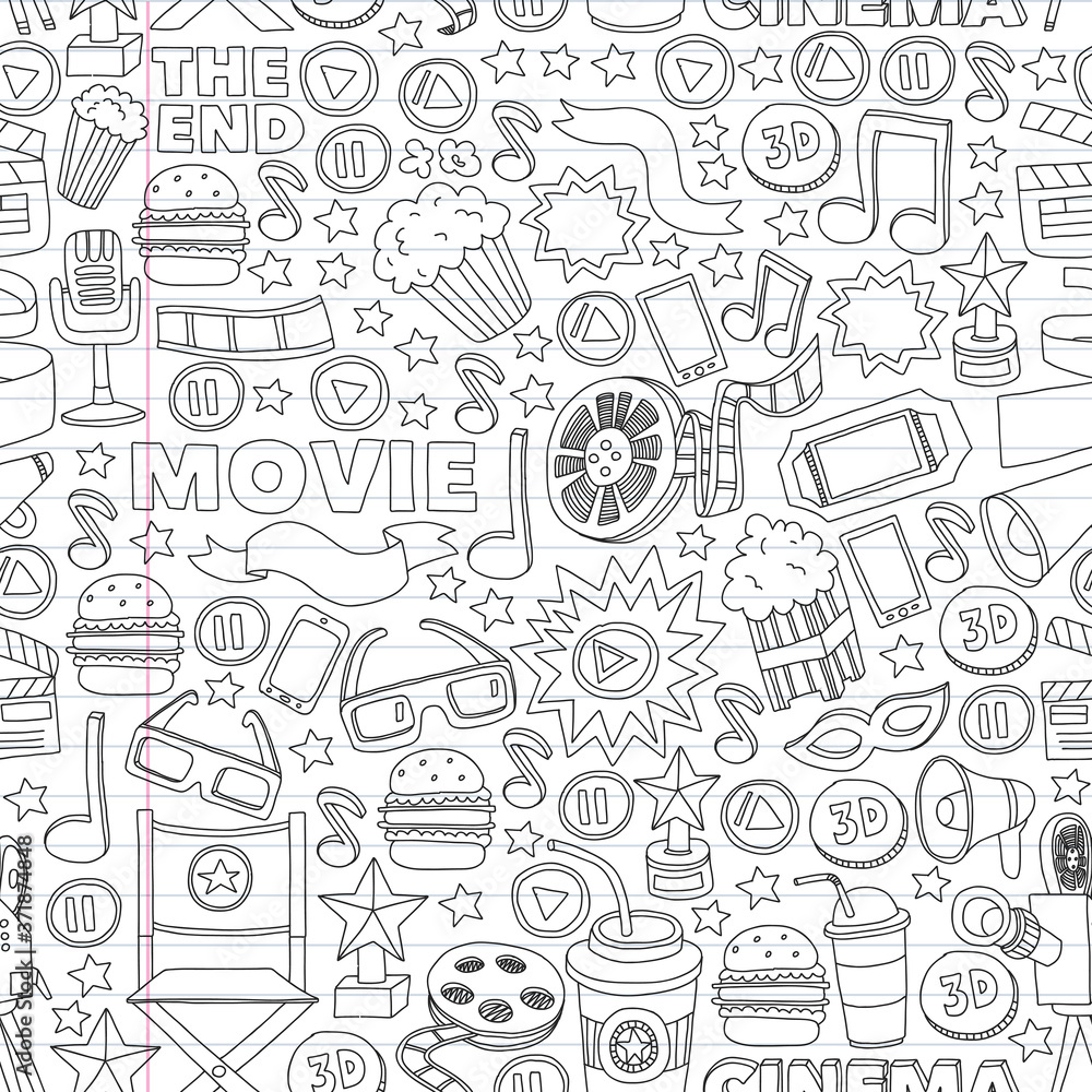 Cinema, movie. Vector film symbols and objects Cinema, movie. Vector film symbols and objects