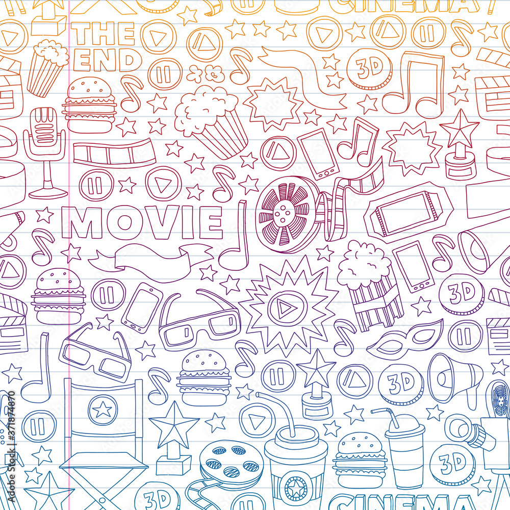 Cinema, movie. Vector film symbols and objects Cinema, movie. Vector film symbols and objects
