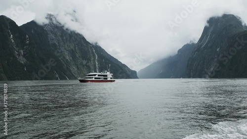 The Main Body of Milford Sound With Tour Boat