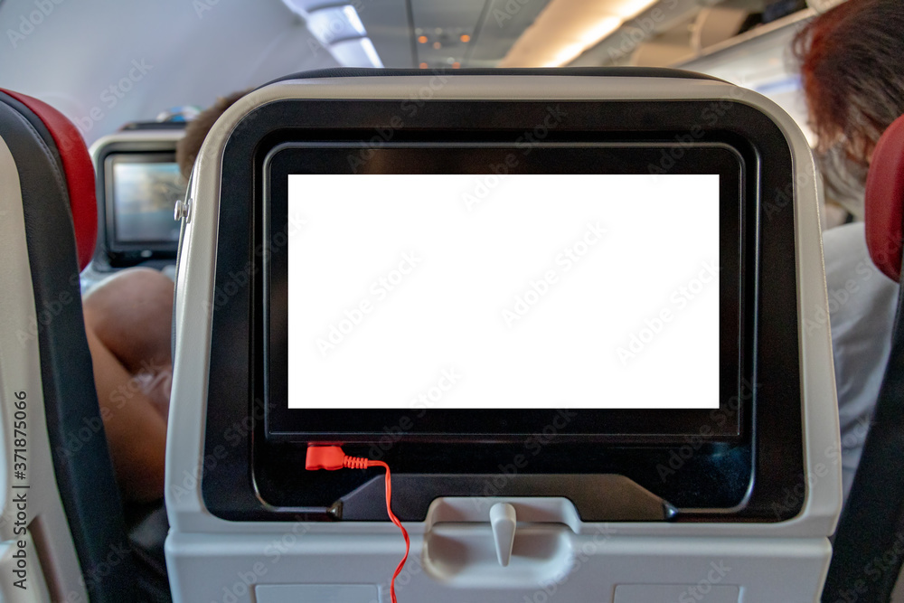 Mock-up image of airplane screen device for entertainment to serve passenger Mock-up image of airplane screen device for entertainment to serve passenger