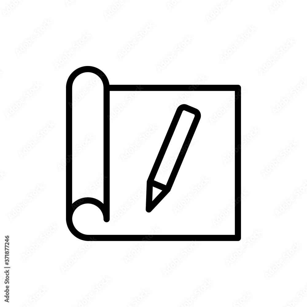 Paper pencil icon. Simple line, outline vector elements of architecture icons for ui and ux, website or mobile application Paper pencil icon. Simple line, outline vector elements of architecture icons for ui and ux, website or mobile application