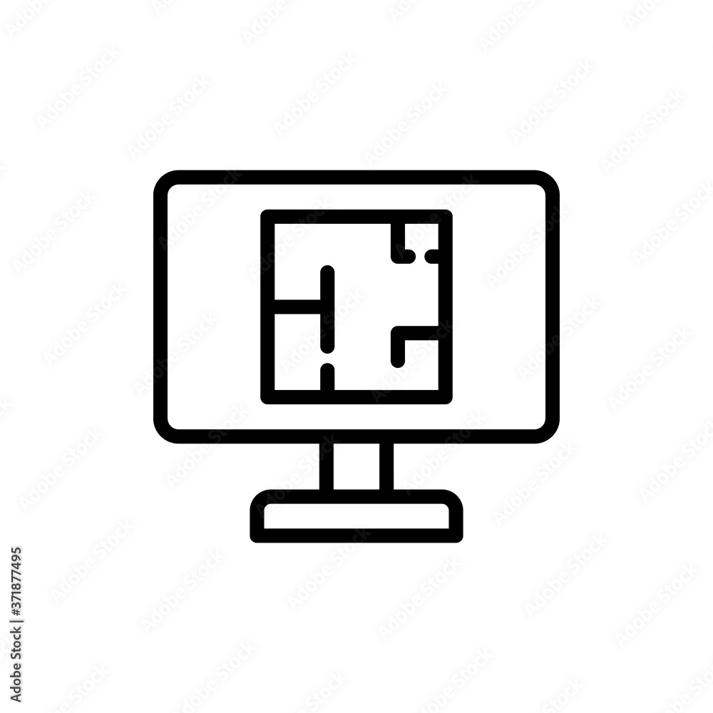 Monitor drawing apartment icon. Simple line, outline vector elements of architecture icons for ui and ux, website or mobile application Monitor drawing apartment icon. Simple line, outline vector elements of architecture icons for ui and ux, website or mobile application