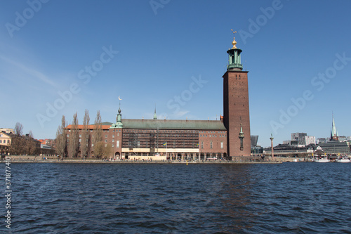 Stockholm City Hall or Stadshuset seeing from south, Sweden.