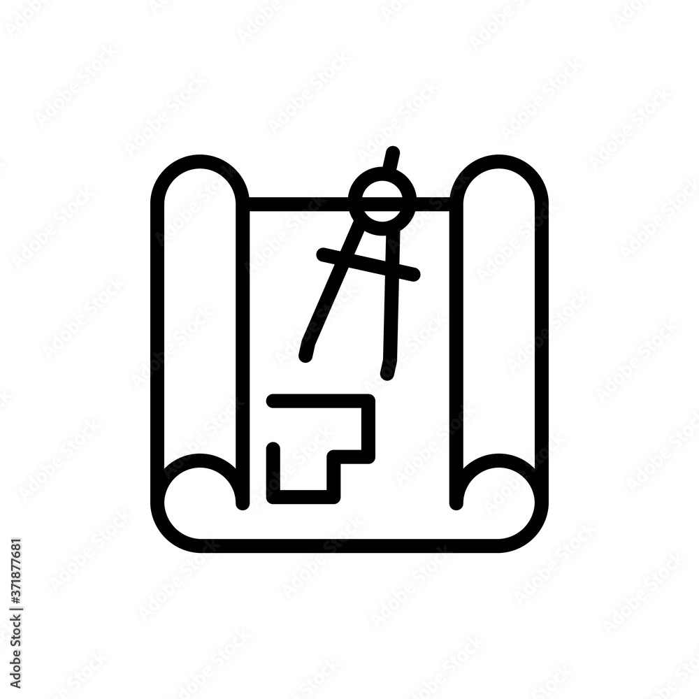 Paper drawing dividers icon. Simple line, outline vector elements of architecture icons for ui and ux, website or mobile application Paper drawing dividers icon. Simple line, outline vector elements of architecture icons for ui and ux, website or mobile application