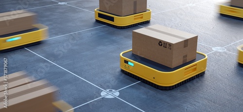 Tableau sur toile Automated logistics center. Robotized order picking.