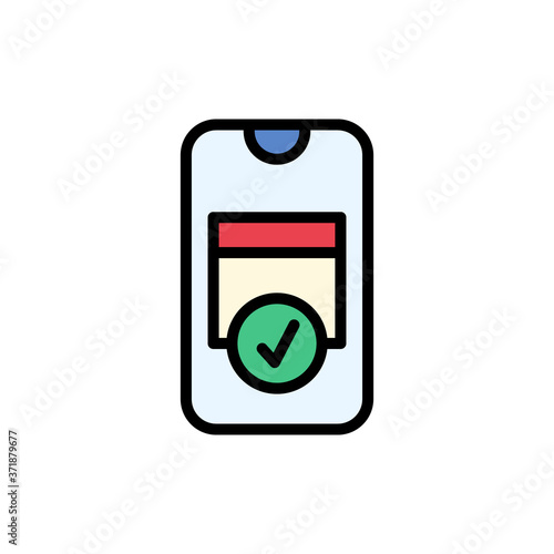 Calendar check mark smartphone icon. Simple color with outline vector elements of almanac icons for ui and ux, website or mobile application