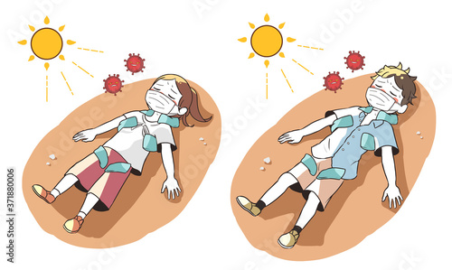 熱中症と新型コロナウイルスで倒れる　屋外でアイシング