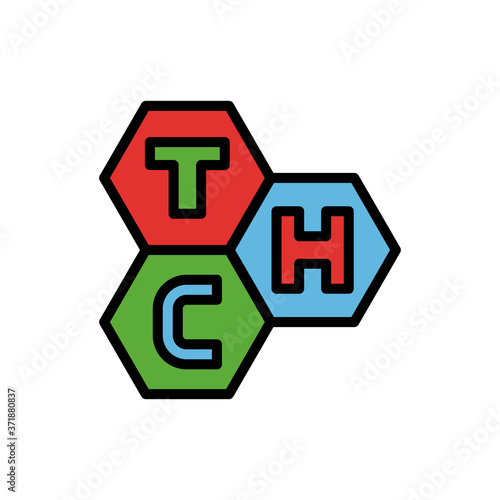 Marijuana tetrahydrocannabinol icon. Simple color with outline vector elements of herbal drugs icons for ui and ux, website or mobile application