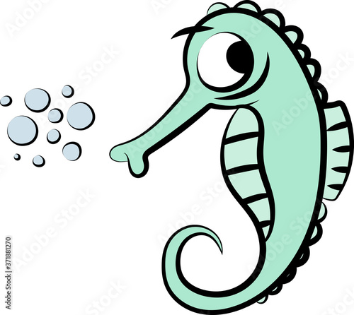 Cartoon seahorse swimming under water vector illustration 