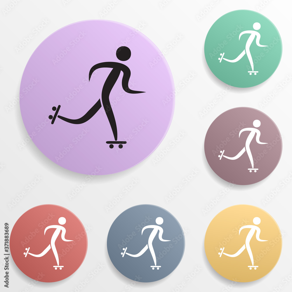 Rollerplayer badge color set icon. Simple glyph, flat vector of sport icons for ui and ux, website or mobile application Rollerplayer badge color set icon. Simple glyph, flat vector of sport icons for ui and ux, website or mobile application