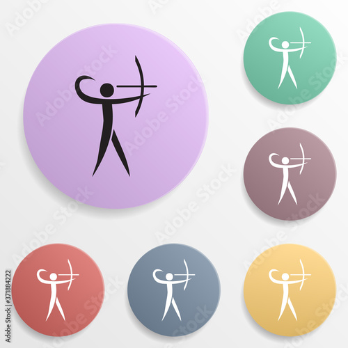 Archery badge color set icon. Simple glyph, flat vector of sport icons for ui and ux, website or mobile application