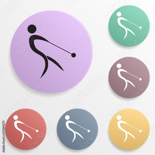 Hammer throwing badge color set icon. Simple glyph, flat vector of sport icons for ui and ux, website or mobile application