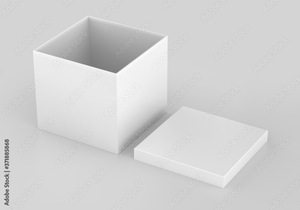 White Realistic Square Box Mockup, Blank Cardboard Packaging Cube box, 3d Rendering isolated on white background ready for your design White Realistic Square Box Mockup, Blank Cardboard Packaging Cube box, 3d Rendering isolated on white background ready for your design