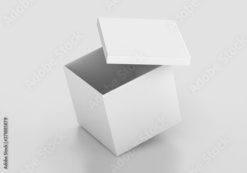 White Realistic Square Box Mockup, Blank Cardboard Packaging Cube box, 3d Rendering isolated on white background ready for your design