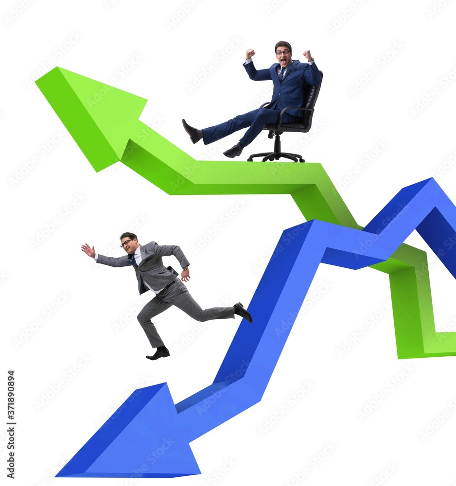 Businessman in crisis and recovery concept Businessman in crisis and recovery concept