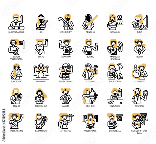 Set of sport thin line and pixel perfect icons for any web and app project.