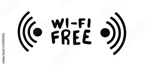 Texto 'Wi-Fi Free' em uma ilustração vetorial, transmitindo a disponibilidade de conexão gratuita à internet