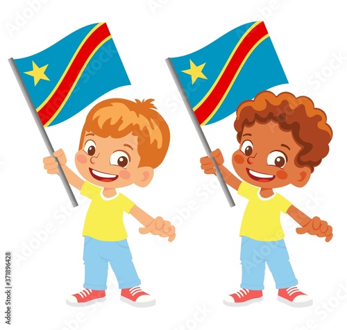 Democratic Republic of the Congo flag in hand set