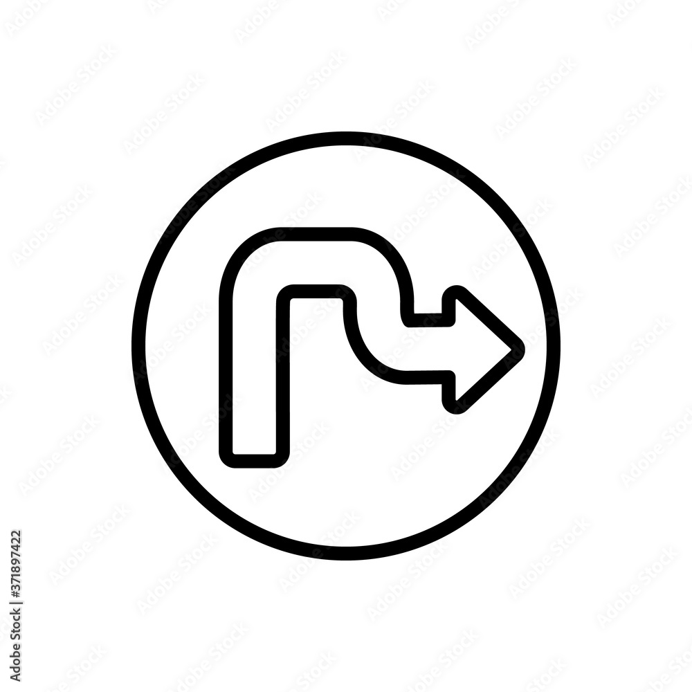 Arrow turn and right icon. Simple line, outline vector elements of pointer icons for ui and ux, website or mobile application Arrow turn and right icon. Simple line, outline vector elements of pointer icons for ui and ux, website or mobile application