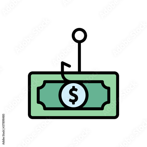 Phishing money dollar icon. Simple color with outline vector elements of hacks icons for ui and ux, website or mobile application