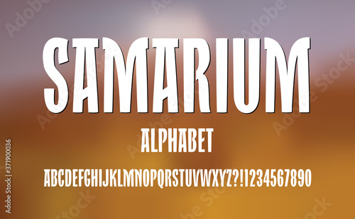 Samarium Alphabet; A Stylized and Condensed Sans Serif Font. This Lettering Has Many Subtle and Unique Features that Set it Apart from Other Tall Bold Typography.