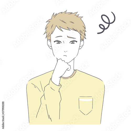 悩んでいる男性のイラスト