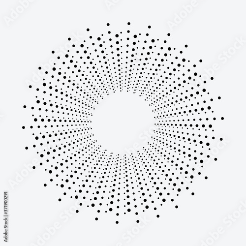 Abstract radial dotted background. Halftone backdrop pattern. Halftone design element for various purposes.