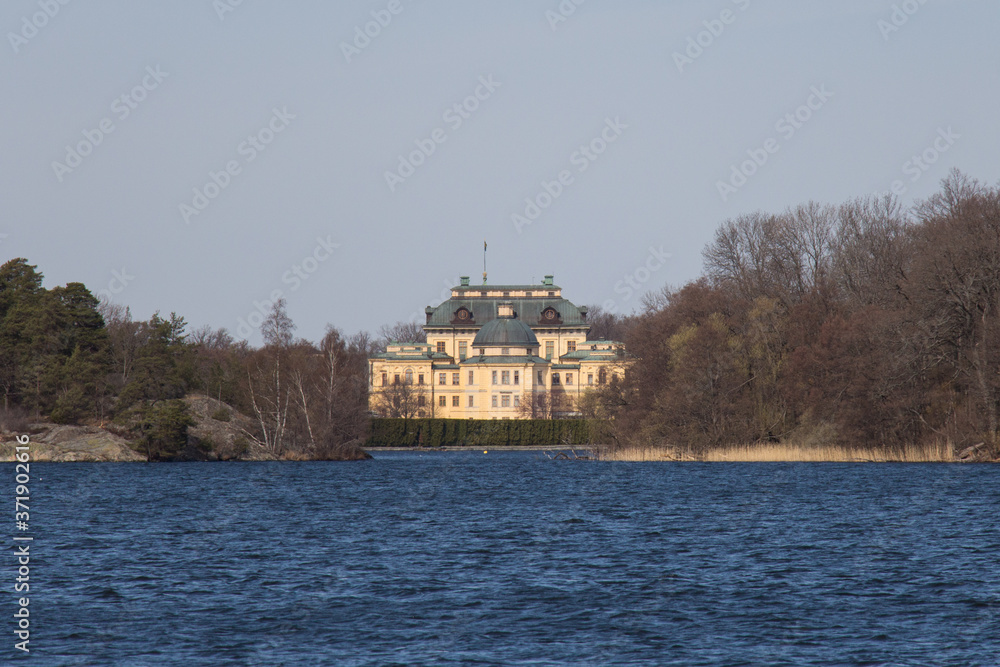 Drottningholm palace seeing from water, Drottningholm, Sweden.