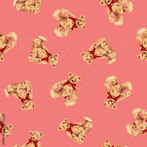 Seamless vector pattern of a pretty bear,