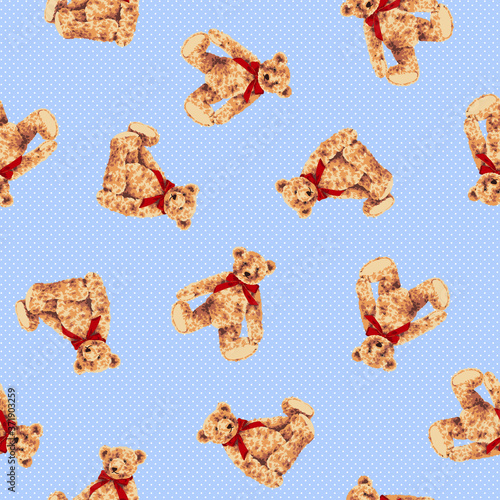 Seamless vector pattern of a pretty bear,