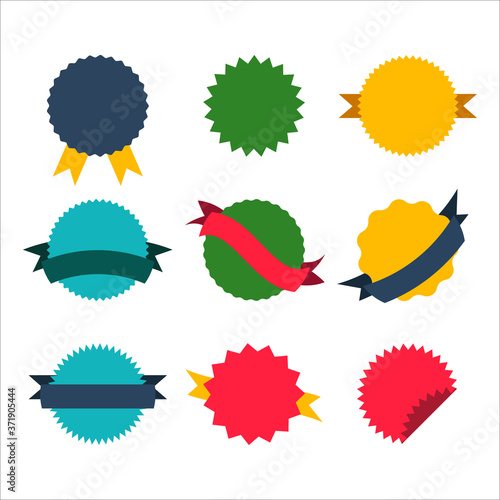 Ribbon simple multicolored banners and tapes. Vector set in flat style on the white