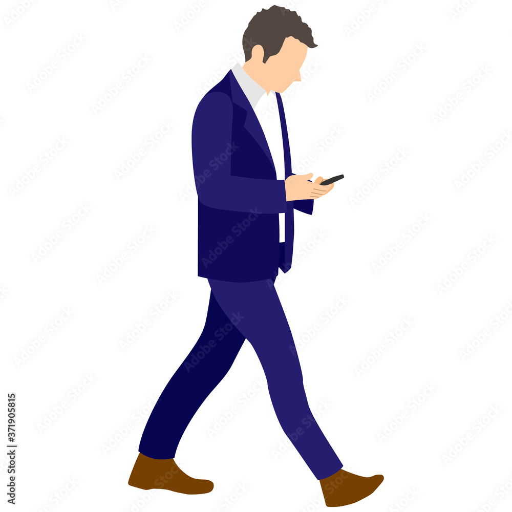 Illustration of a man walking while using a smartphone