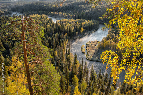 Autumn view in Oulanka National Park landscape