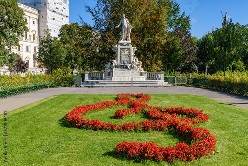 Photography Mozart Monument dedicated to Wolfgang Amadeus Mozart in Vienna, Austria