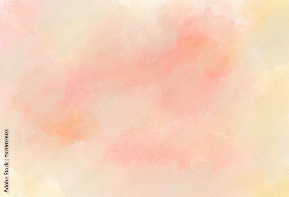 Watercolor background illustration It has a cloud-like texture or mist, orange and pink.